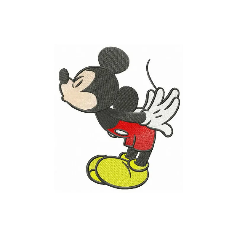 Mickey's first kiss embroidery design featuring Mickey Mouse, perfect for baby onesies and children's apparel.