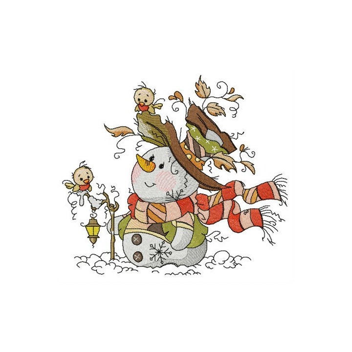 Stylish snowman embroidery design - Embroidery Design