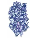 Embroidery design of scissors nestled in a vibrant flower bed, perfect for adding charm to craft projects.
