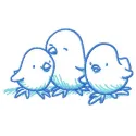 Three chickens embroidery design showcasing vibrant stitched motifs, perfect for adding charm to any project.