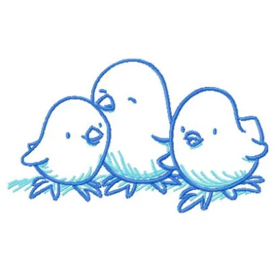 Three chickens embroidery design showcasing vibrant stitched motifs, perfect for adding charm to any project.