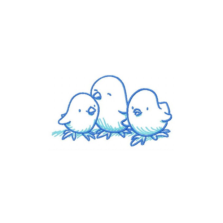 Three chickens embroidery design - Embroidery Design