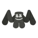 Marshmello ghost embroidery design featuring a playful character from Fortnite, ideal for stitching on hoodies or caps.