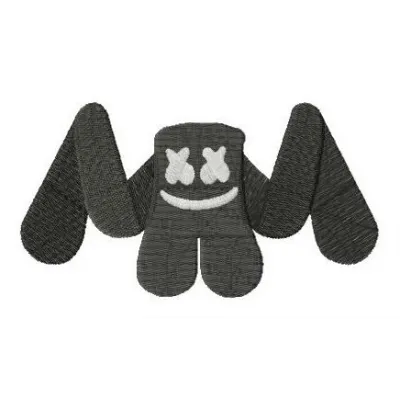 Marshmello ghost embroidery design featuring a playful character from Fortnite, ideal for stitching on hoodies or caps.