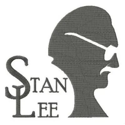 Stan Lee embroidery design featuring a creative superhero motif, ideal for stitching on hoodies and tote bags.