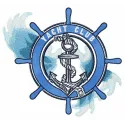 Preview of sea waves and yacht club embroidery design showcasing nautical themes for stylish stitching projects.