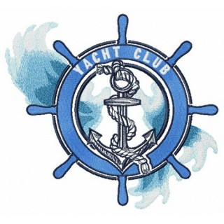 Sea waves and yacht club embroidery design - Embroidery Design