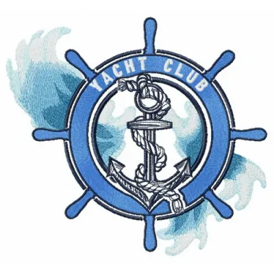 Preview of sea waves and yacht club embroidery design showcasing nautical themes for stylish stitching projects.