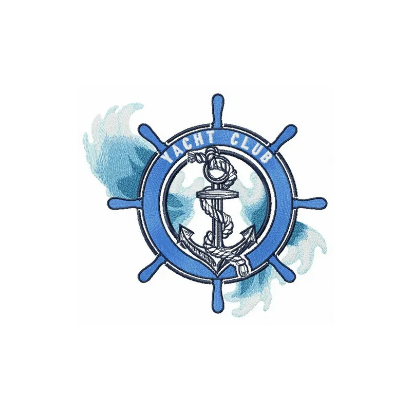 Preview of sea waves and yacht club embroidery design showcasing nautical themes for stylish stitching projects.