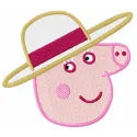 Preview of the Pig Lady Muzzle embroidery design, showcasing a whimsical stitch pattern for Peppa Pig fans.