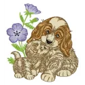 Preview of the 'Let's Play Together' embroidery design featuring playful dog motifs, perfect for stitching on a variety of i…