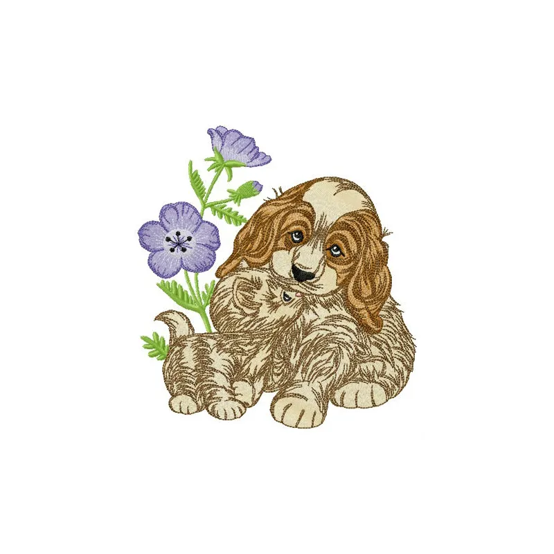 Preview of the 'Let's Play Together' embroidery design featuring playful dog motifs, perfect for stitching on a variety of i…