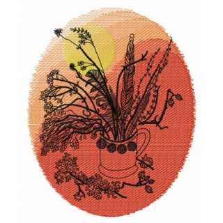 Original bouquet with feathers embroidery design - Embroidery Design