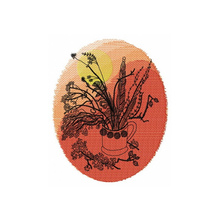 Original bouquet with feathers embroidery design - Embroidery Design