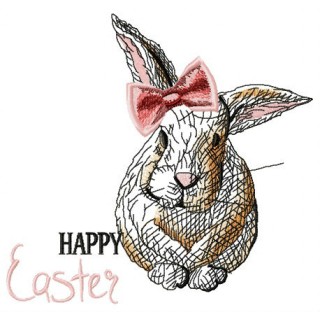 Happy Easter, bunny girl embroidery design - Embroidery Design