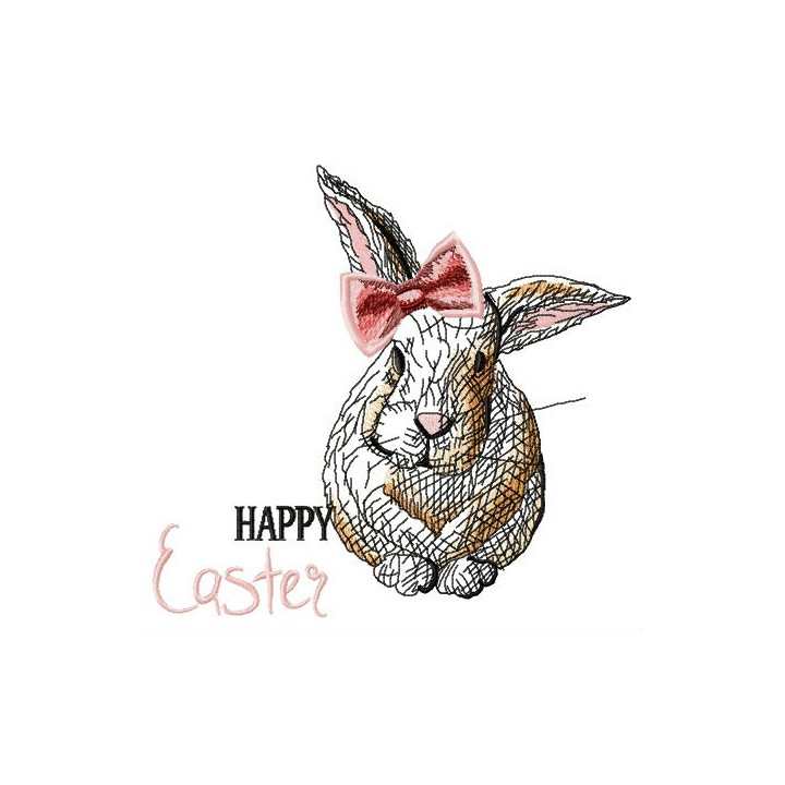 Happy Easter, bunny girl embroidery design - Embroidery Design
