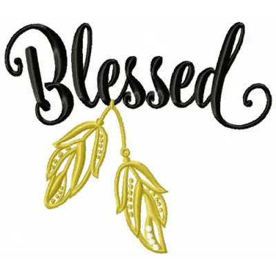 Blessed embroidery design featuring an elegant script quote, perfect for embellishing t-shirts and home decor.