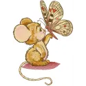 Preview of a charming mouse and butterfly embroidery design, perfect for adding whimsy to your projects.