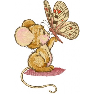 Mouse and butterfly embroidery design - Embroidery Design