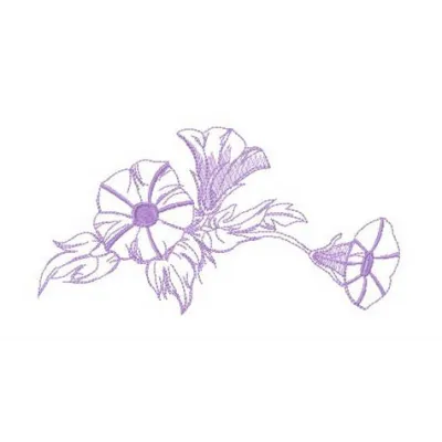 Bindweed flower embroidery design showcasing delicate floral motifs, ideal for enhancing garments and home decor.
