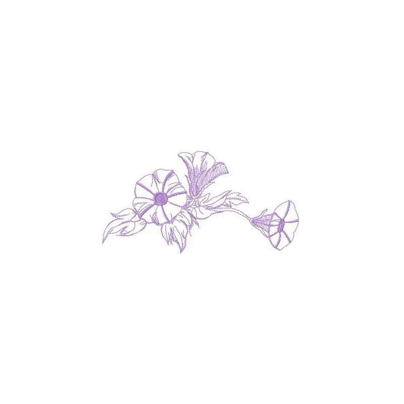 Bindweed flower embroidery design showcasing delicate floral motifs, ideal for enhancing garments and home decor.