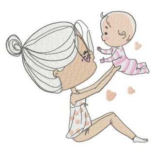 Playing with baby embroidery design - Embroidery Design