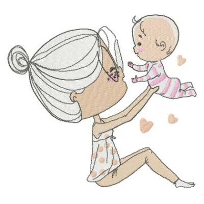 Embroidery design featuring playful baby motifs, ideal for stitching on onesies, blankets, and baby apparel.
