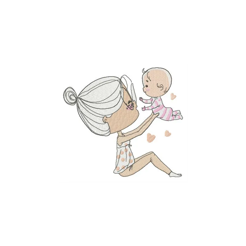 Embroidery design featuring playful baby motifs, ideal for stitching on onesies, blankets, and baby apparel.
