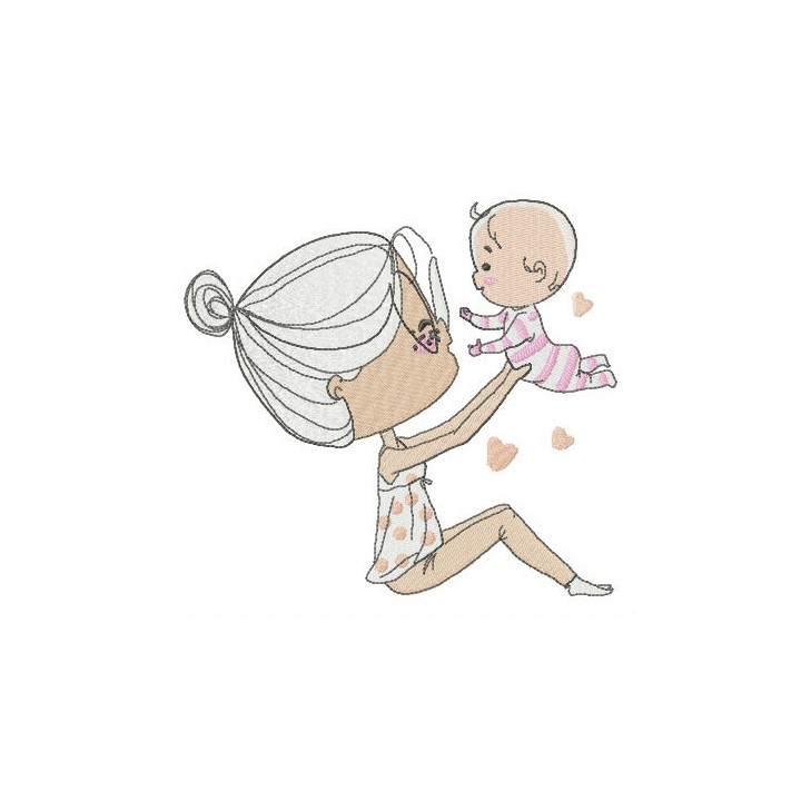 Playing with baby embroidery design - Embroidery Design