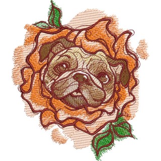 Rose costume for pug-dog embroidery design - Embroidery Design