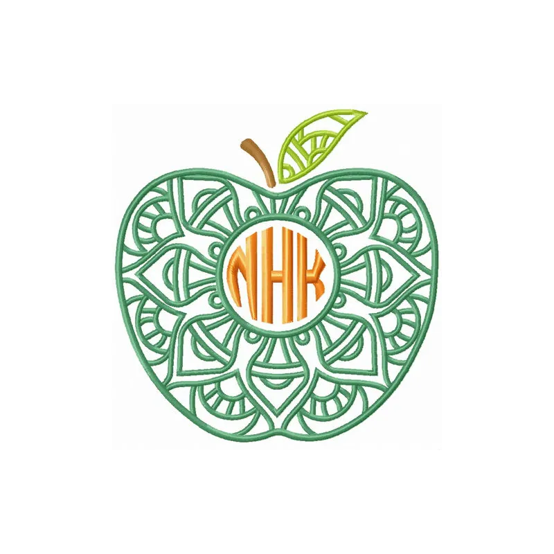 Preview of Apple NHK embroidery design, showcasing a vibrant apple motif for stitching on various fabric items.