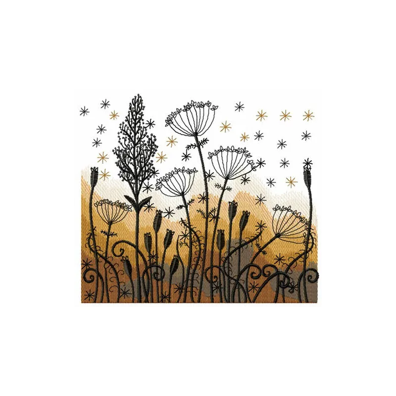 Evening colors embroidery design showcasing vibrant floral motifs, perfect for embellishing t-shirts or tote bags.