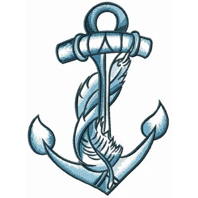 Preview of anchor and feather embroidery design, showcasing a nautical theme for stitching on various fabrics.