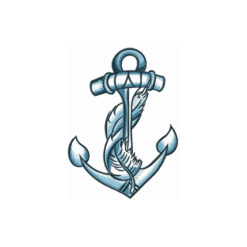Preview of anchor and feather embroidery design, showcasing a nautical theme for stitching on various fabrics.