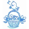 Easter bird songs embroidery design preview featuring colorful birds and floral elements, perfect for seasonal projects.