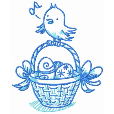 Easter bird songs embroidery design preview featuring colorful birds and floral elements, perfect for seasonal projects.
