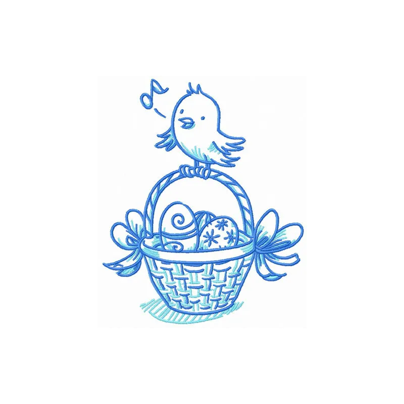 Easter bird songs embroidery design preview featuring colorful birds and floral elements, perfect for seasonal projects.