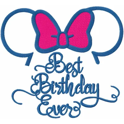Preview of the 'Best Birthday Ever' embroidery design featuring vibrant letters for creative stitching projects.