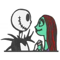Embroidery design featuring Jack Skellington and Sally from The Nightmare Before Christmas for creative stitching.