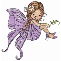 Preview of a whimsical purple winged fairy embroidery design, perfect for adding charm to garments and accessories.