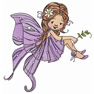 Purple winged fairy embroidery design - Embroidery Design