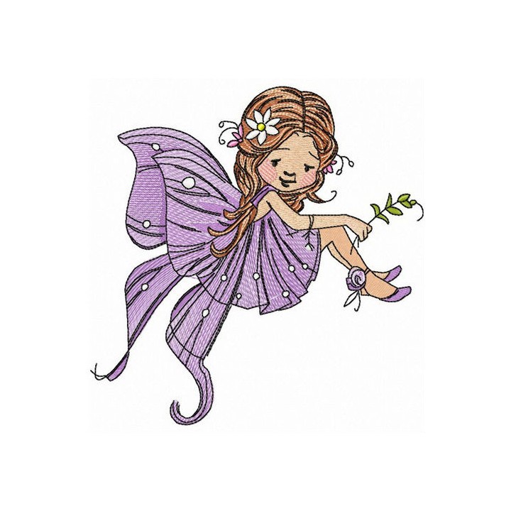 Purple winged fairy embroidery design - Embroidery Design