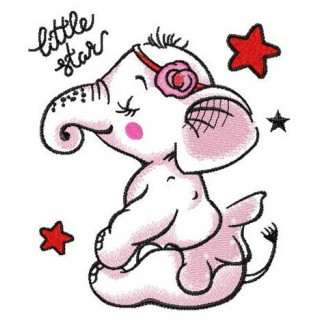 Little elephant star embroidery design - Embroidery Design