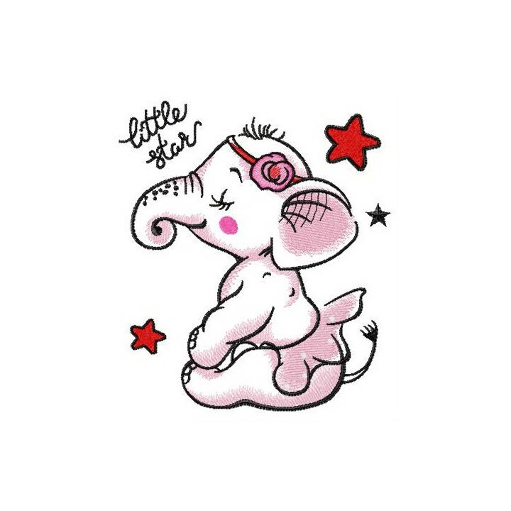 Little elephant star embroidery design - Embroidery Design