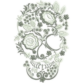 Skull from flowers and berries embroidery design - Embroidery Design