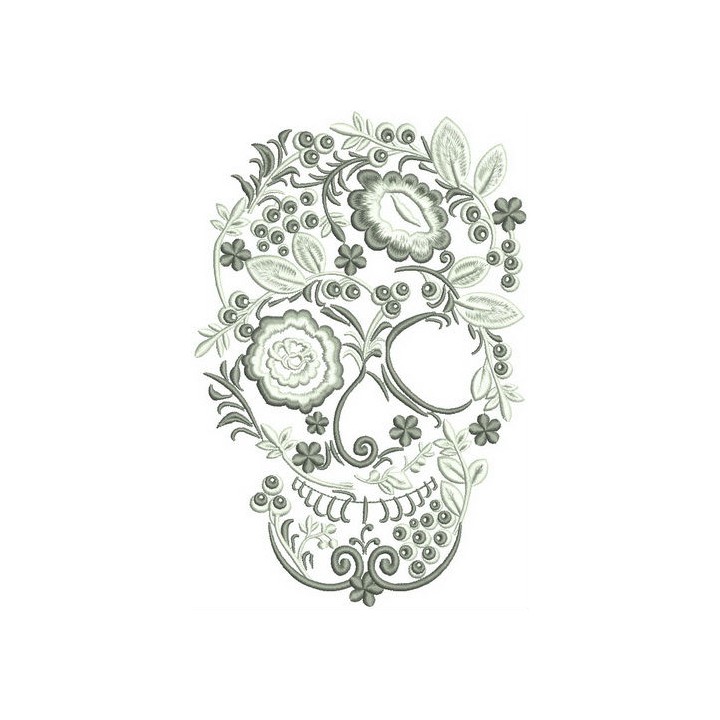 Skull from flowers and berries embroidery design - Embroidery Design