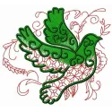 Pigeon and wheat embroidery design featuring a detailed bird motif intertwined with wheat stalks.