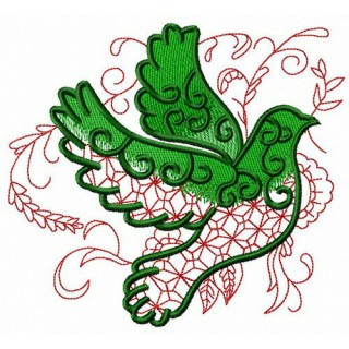 Pigeon and wheat embroidery design - Embroidery Design