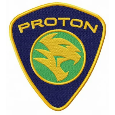Embroidery design of the PROTON Holdings Berhad logo, ideal for auto and moto themed stitching projects.