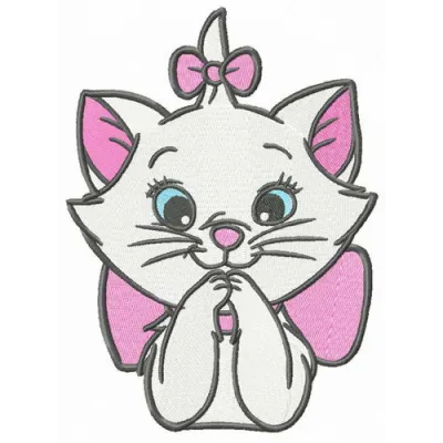 Astonished Marie embroidery design from the Aristocats collection showcasing a charming feline motif.
